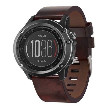 26mm Leather Steel Buckle Watch Band, For Garmin Fenix 3 HR, For Garmin Fenix 3 Sapphire, For Garmin Descent MK 2, For Garmin Descent MK 2i