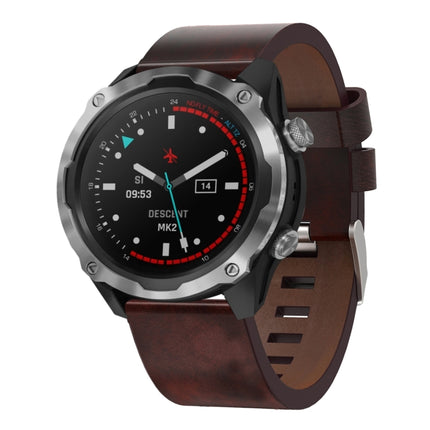 26mm Leather Steel Buckle Watch Band, For Garmin Fenix 3 HR, For Garmin Fenix 3 Sapphire, For Garmin Descent MK 2, For Garmin Descent MK 2i