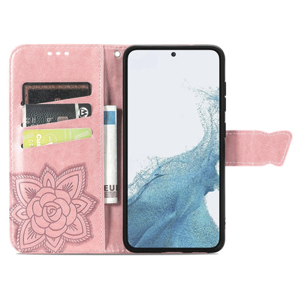 Butterfly Love Flower Embossed Leather Phone Case, For Samsung Galaxy S23 5G, For Samsung Galaxy S23+ 5G, For Samsung Galaxy S23 Ultra 5G