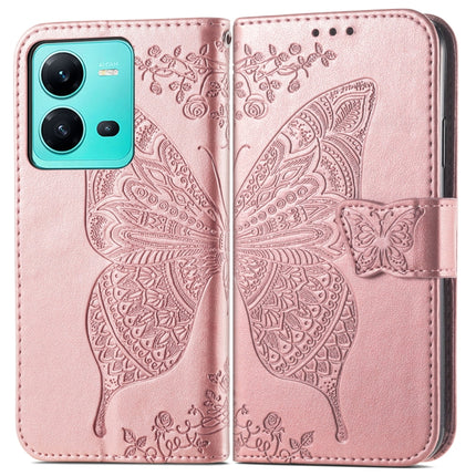 Butterfly Love Flower Embossed Leather Phone Case, For vivo V25
