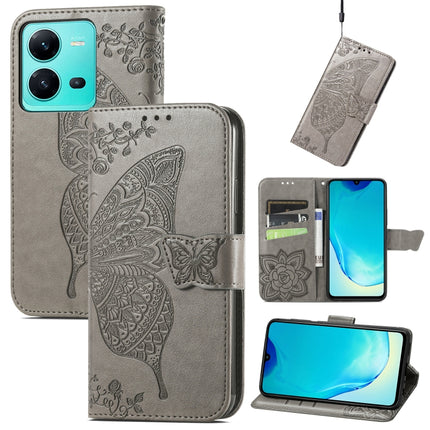 Butterfly Love Flower Embossed Leather Phone Case, For vivo V25