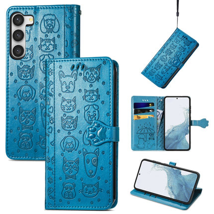Cute Cat and Dog Embossed Leather Phone Case, For Samsung Galaxy S23 5G, For Samsung Galaxy S23+ 5G, For Samsung Galaxy S23 Ultra 5G