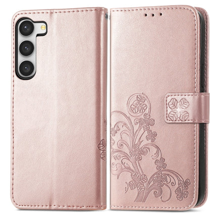 Four-leaf Clasp Embossed Buckle Leather Phone Case, For Samsung Galaxy S23 5G, For Samsung Galaxy S23+ 5G, For Samsung Galaxy S23 Ultra 5G, For Sony Xperia 5 IV