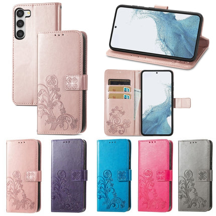 Four-leaf Clasp Embossed Buckle Leather Phone Case, For Samsung Galaxy S23 5G, For Samsung Galaxy S23+ 5G, For Samsung Galaxy S23 Ultra 5G, For Sony Xperia 5 IV