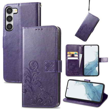 Four-leaf Clasp Embossed Buckle Leather Phone Case, For Samsung Galaxy S23 5G, For Samsung Galaxy S23+ 5G, For Samsung Galaxy S23 Ultra 5G, For Sony Xperia 5 IV