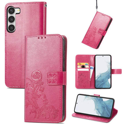 Four-leaf Clasp Embossed Buckle Leather Phone Case, For Samsung Galaxy S23 5G, For Samsung Galaxy S23+ 5G, For Samsung Galaxy S23 Ultra 5G, For Sony Xperia 5 IV