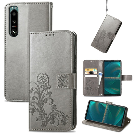 Four-leaf Clasp Embossed Buckle Leather Phone Case, For Samsung Galaxy S23 5G, For Samsung Galaxy S23+ 5G, For Samsung Galaxy S23 Ultra 5G, For Sony Xperia 5 IV