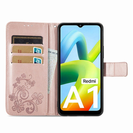 Four-leaf Clasp Embossed Buckle Leather Phone Case, For Xiaomi Redmi A1, For Xiaomi Redmi Note 11T, For Xiaomi 12T / Redmi K50 Ultra