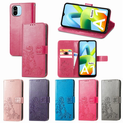 Four-leaf Clasp Embossed Buckle Leather Phone Case, For Xiaomi Redmi A1, For Xiaomi Redmi Note 11T, For Xiaomi 12T / Redmi K50 Ultra