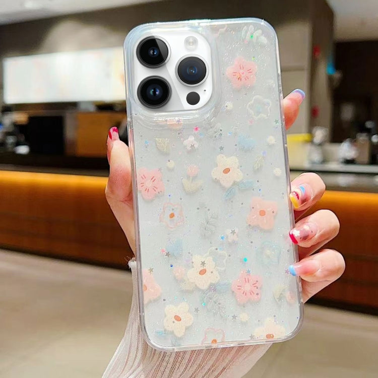 Fresh Small Floral Epoxy TPU Phone Case, For iPhone 16 Pro Max, For iPhone 16 Pro, For iPhone 16 Plus, For iPhone 16
