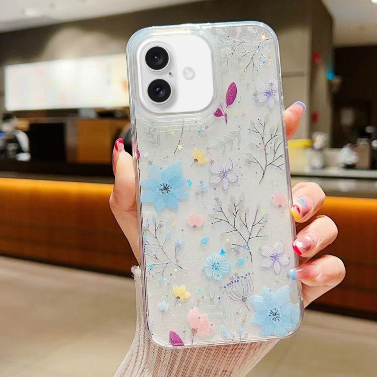 Fresh Small Floral Epoxy TPU Phone Case, For iPhone 16 Pro Max, For iPhone 16 Pro, For iPhone 16 Plus, For iPhone 16