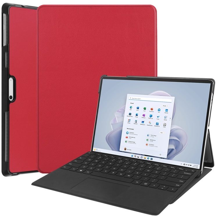 For Microsoft Surface Pro 9 JUNSUNMAY Custer Solid Color 3-Fold Stand Leather Tablet Case