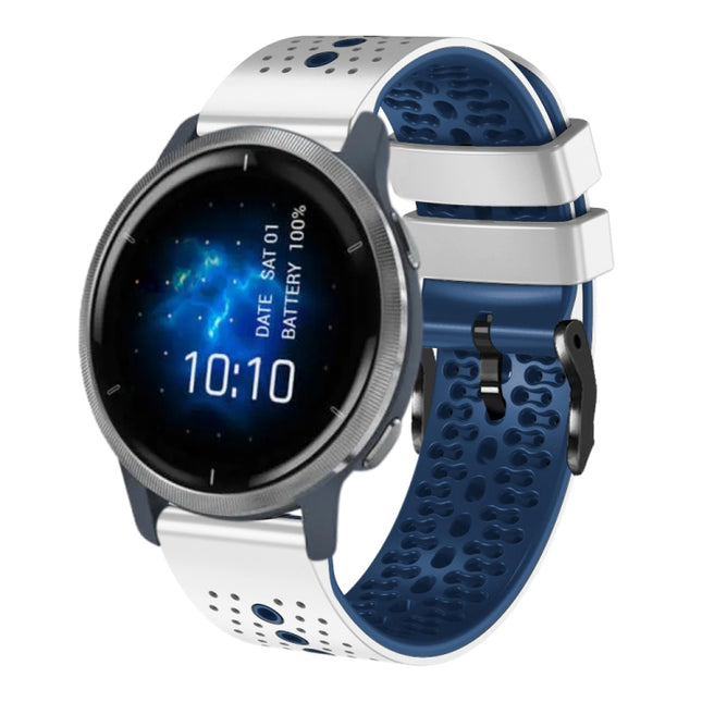 22mm Perforated Two-Color Silicone Watch Band, For Garmin Venu 2, For Garmin vivoactive 4