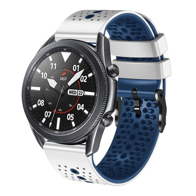 22mm Perforated Two-Color Silicone Watch Band, For Samsung Galaxy Watch3 45mm, For Samsung Galaxy Watch 46mm