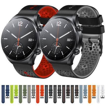 22mm Perforated Two-Color Silicone Watch Band, For Xiaomi MI Watch S1, For Xiaomi MI Watch S1 Pro