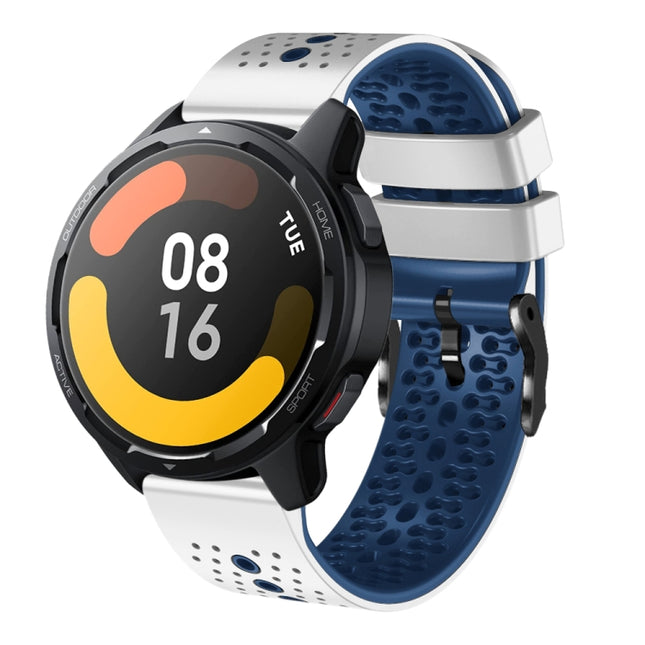 22mm Perforated Two-Color Silicone Watch Band, For Xiaomi MI Watch S1 Active, For Xiaomi MI Watch Color 2