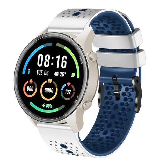 22mm Perforated Two-Color Silicone Watch Band, For Xiaomi MI Watch Color, For Xiaomi MI Watch Sport