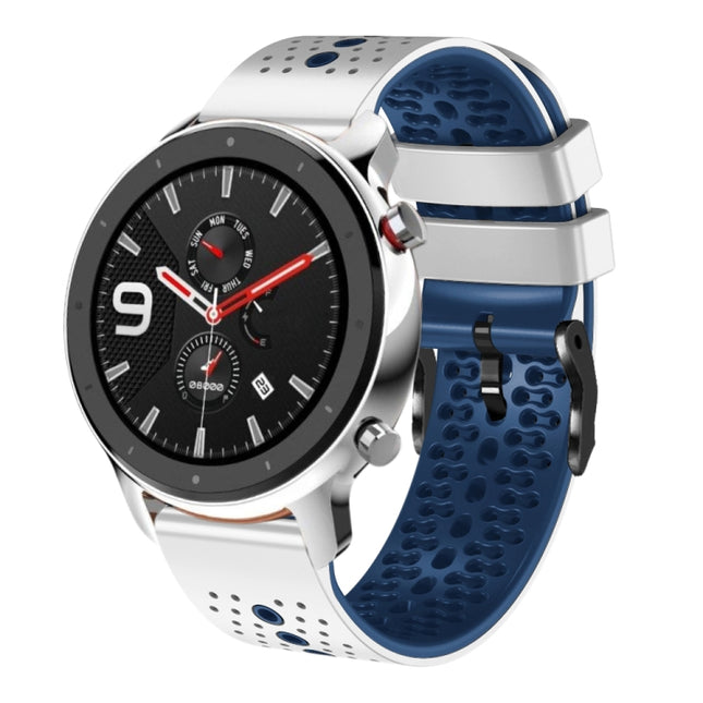 22mm Perforated Two-Color Silicone Watch Band, For Amazfit GTR 4, For Amazfit GTR 4 Pro
