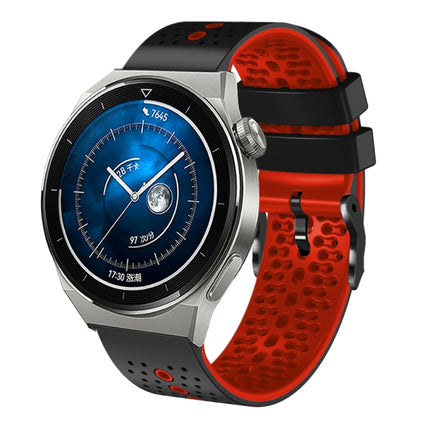 22mm Perforated Two-Color Silicone Watch Band, For Huawei Watch GT3 Pro 46mm, For Huawei Watch GT3 46mm