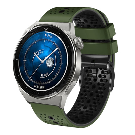 22mm Perforated Two-Color Silicone Watch Band, For Huawei Watch GT3 Pro 46mm, For Huawei Watch GT3 46mm