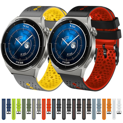 22mm Perforated Two-Color Silicone Watch Band, For Huawei Watch GT3 Pro 46mm, For Huawei Watch GT3 46mm