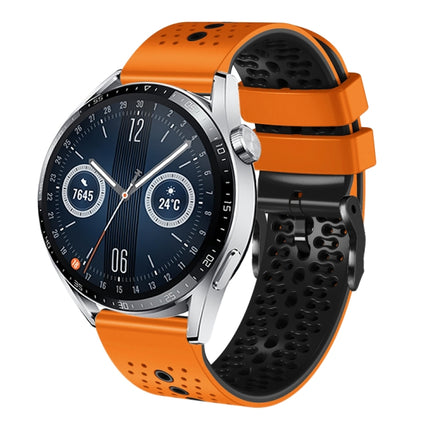 22mm Perforated Two-Color Silicone Watch Band, For Huawei Watch GT3 Pro 46mm, For Huawei Watch GT3 46mm