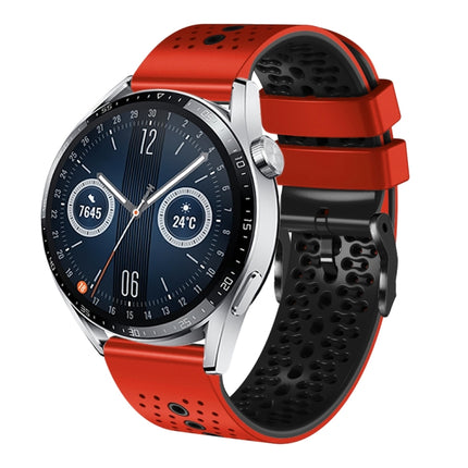 22mm Perforated Two-Color Silicone Watch Band, For Huawei Watch GT3 Pro 46mm, For Huawei Watch GT3 46mm