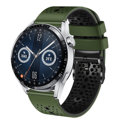 22mm Perforated Two-Color Silicone Watch Band, For Huawei Watch GT3 Pro 46mm, For Huawei Watch GT3 46mm