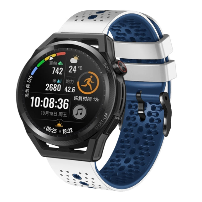 22mm Perforated Two-Color Silicone Watch Band, For Huawei Watch GT Runner, For Huawei Watch 3