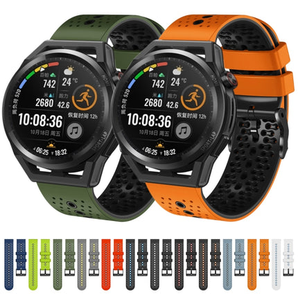 22mm Perforated Two-Color Silicone Watch Band, For Huawei Watch GT Runner, For Huawei Watch 3