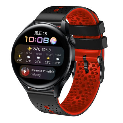 22mm Perforated Two-Color Silicone Watch Band, For Huawei Watch GT Runner, For Huawei Watch 3