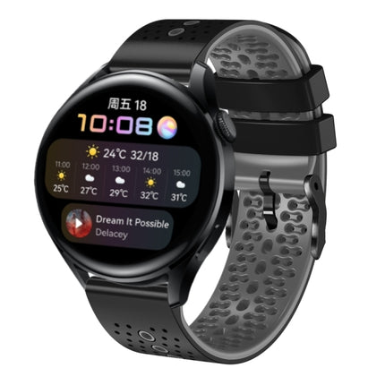 22mm Perforated Two-Color Silicone Watch Band, For Huawei Watch GT Runner, For Huawei Watch 3