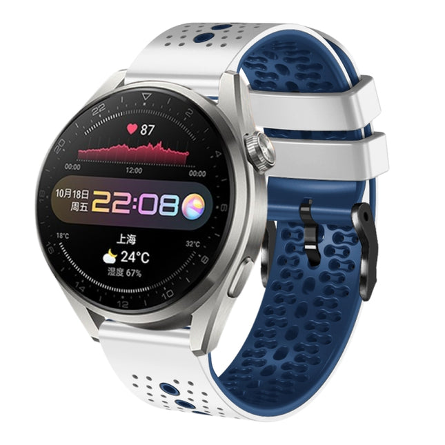 22mm Perforated Two-Color Silicone Watch Band, For Huawei Watch 3 Pro, For Huawei GT2 Pro