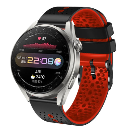 22mm Perforated Two-Color Silicone Watch Band, For Huawei Watch 3 Pro, For Huawei GT2 Pro