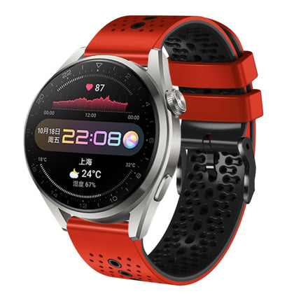 22mm Perforated Two-Color Silicone Watch Band, For Huawei Watch 3 Pro, For Huawei GT2 Pro