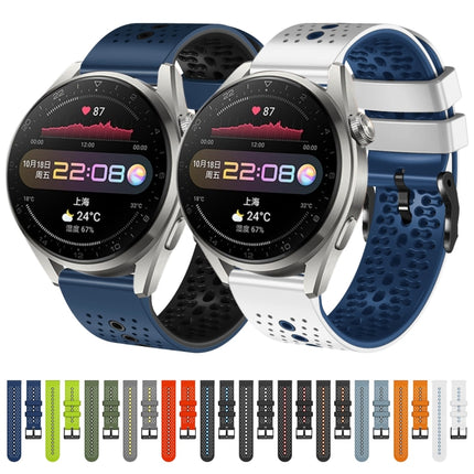 22mm Perforated Two-Color Silicone Watch Band, For Huawei Watch 3 Pro, For Huawei GT2 Pro