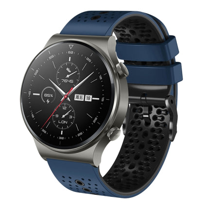 22mm Perforated Two-Color Silicone Watch Band, For Huawei Watch 3 Pro, For Huawei GT2 Pro