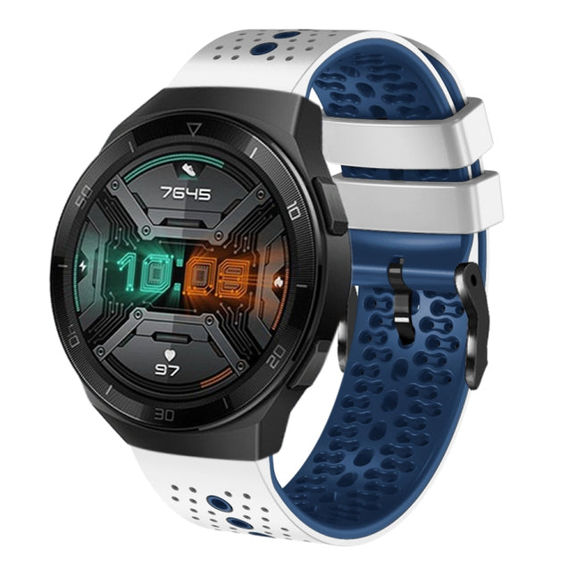 22mm Perforated Two-Color Silicone Watch Band, For Huawei Watch GT 2E, For Huawei GT2 46mm