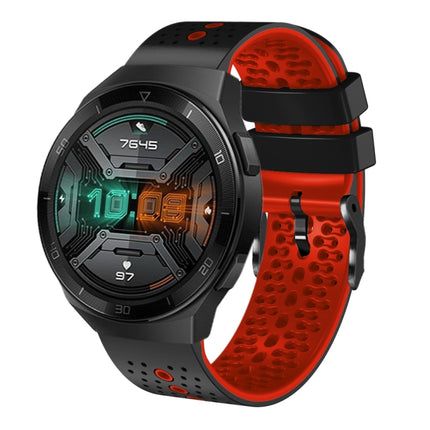 22mm Perforated Two-Color Silicone Watch Band, For Huawei Watch GT 2E, For Huawei GT2 46mm