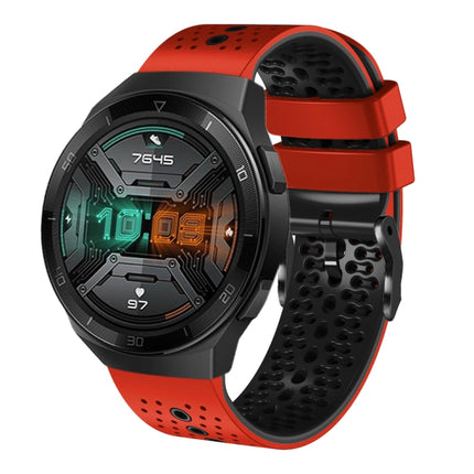 22mm Perforated Two-Color Silicone Watch Band, For Huawei Watch GT 2E, For Huawei GT2 46mm