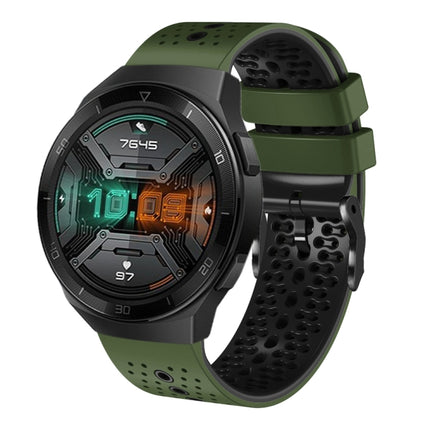 22mm Perforated Two-Color Silicone Watch Band, For Huawei Watch GT 2E, For Huawei GT2 46mm