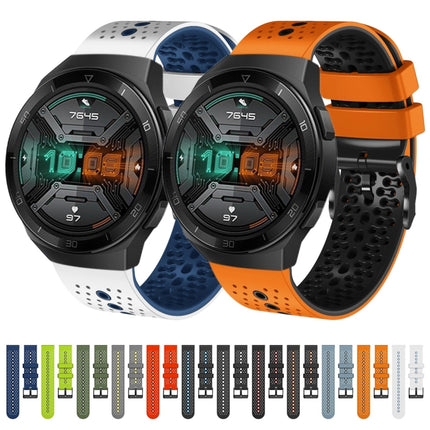 22mm Perforated Two-Color Silicone Watch Band, For Huawei Watch GT 2E, For Huawei GT2 46mm