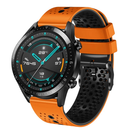 22mm Perforated Two-Color Silicone Watch Band, For Huawei Watch GT 2E, For Huawei GT2 46mm