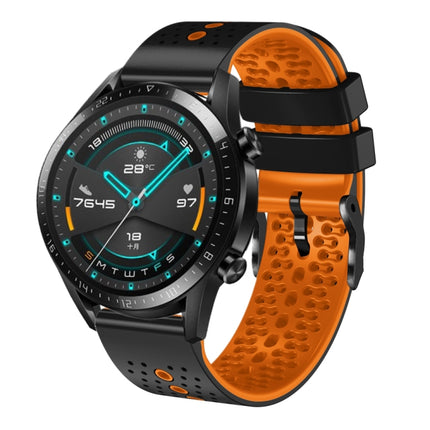 22mm Perforated Two-Color Silicone Watch Band, For Huawei Watch GT 2E, For Huawei GT2 46mm
