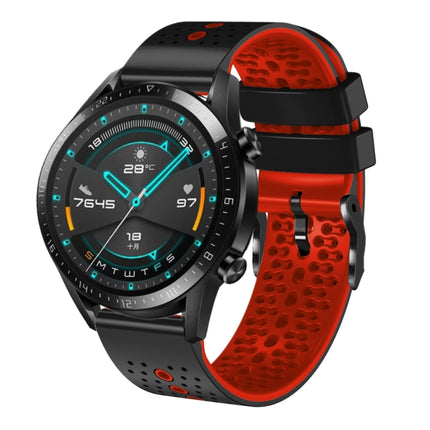 22mm Perforated Two-Color Silicone Watch Band, For Huawei Watch GT 2E, For Huawei GT2 46mm