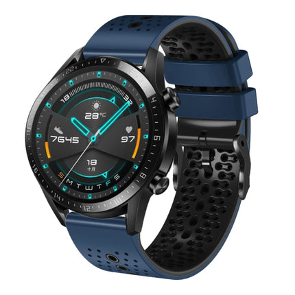22mm Perforated Two-Color Silicone Watch Band, For Huawei Watch GT 2E, For Huawei GT2 46mm