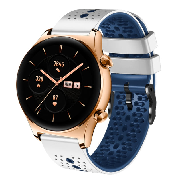 22mm Perforated Two-Color Silicone Watch Band, For Honor Watch GS 3, For Honor Watch GS Pro