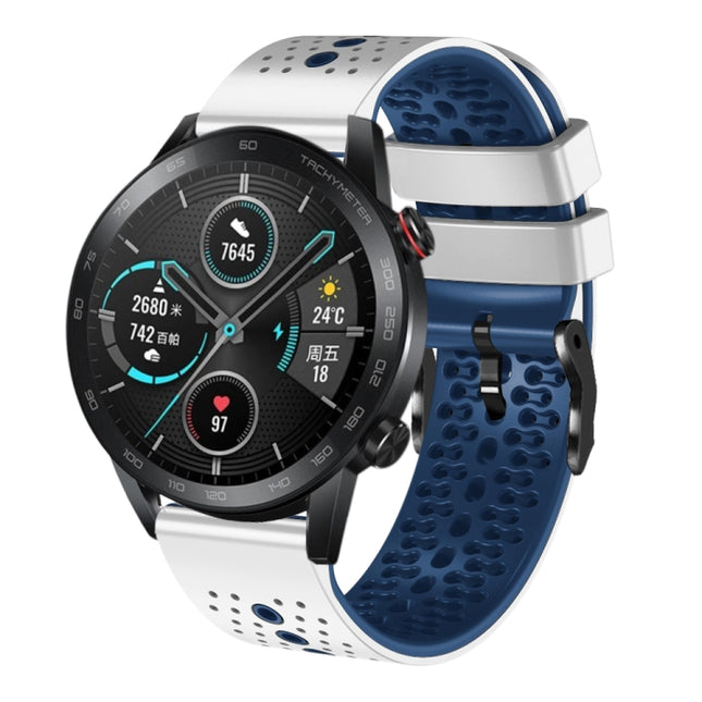 22mm Perforated Two-Color Silicone Watch Band, For Honor Magic Watch 2 46mm, For Honor Watch Dream