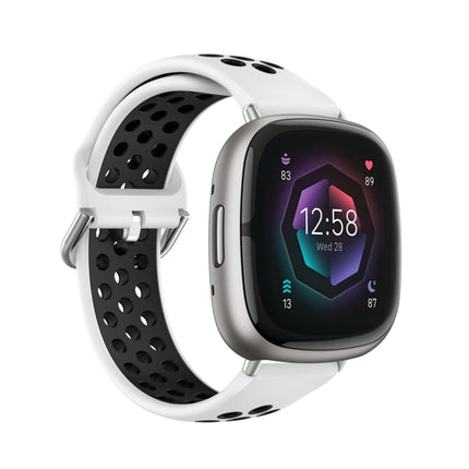 Two-Color Perforated Breathable Silicone Watch Band, For Fitbit Sense 2