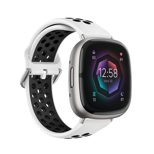 Two-Color Perforated Breathable Silicone Watch Band, For Fitbit Sense 2